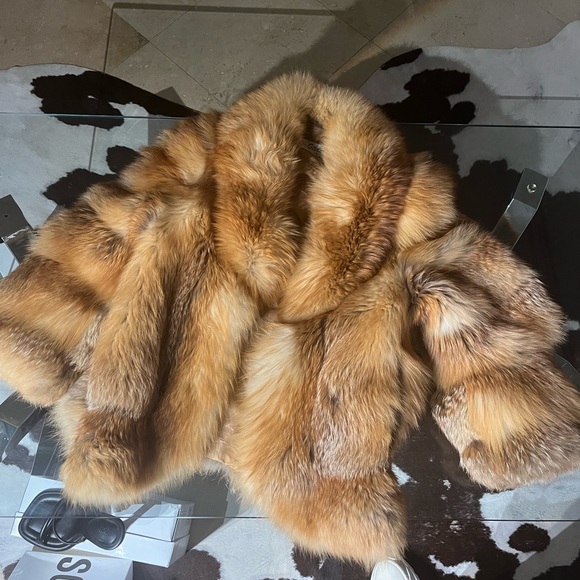 Jackets & Blazers - Red 100% fox fur coat
